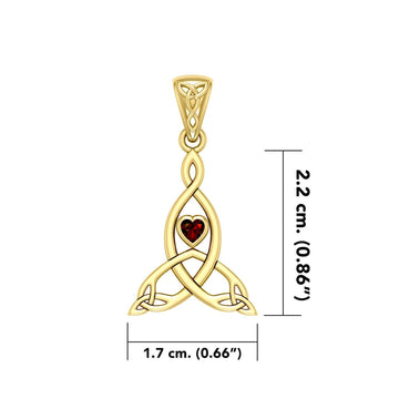 Celtic Mother Knot 14K Solid Gold Pendant with Gemstone GPD5911 - Jewelry